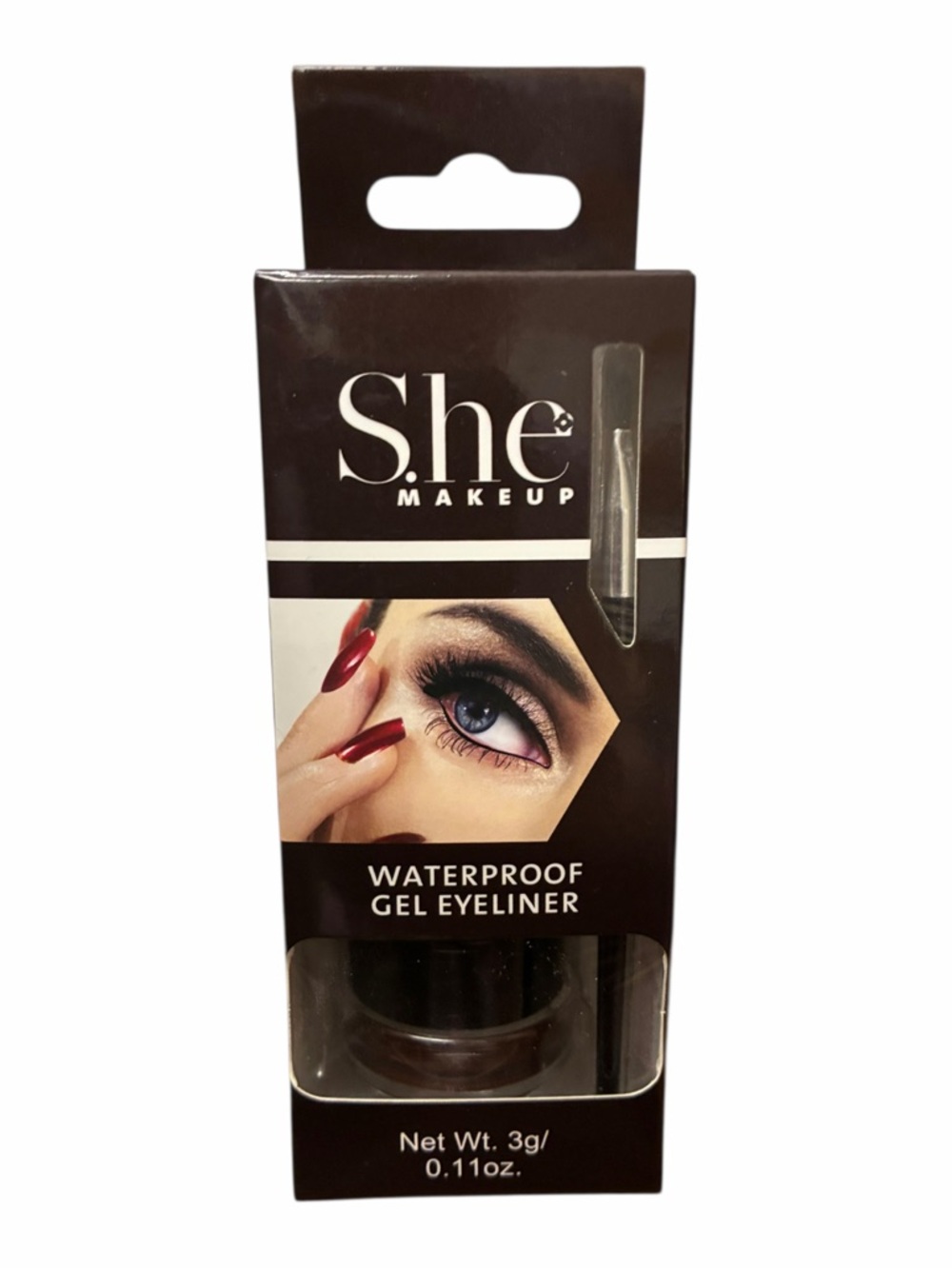 NWT S.HE Dark Brown Gel 02 Waterproof Eyeliner includes Brush